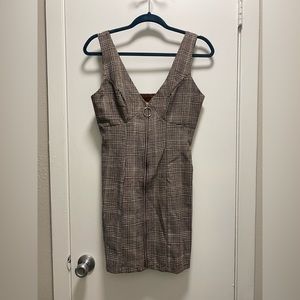 Plaid overall dress